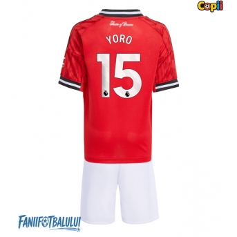 Manchester United Leny Yoro #15 Echipament de Fotbal Replică 2025-26 Copii Acasa (+ Șorturi)